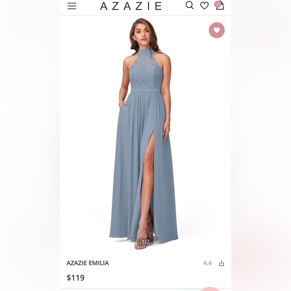 Azazie Emilia Dusty Blue Bridesmaid Dress - Picture 1 of 14